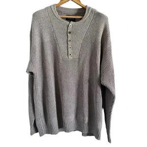 Red Head Sweater knit long sleeve 1/4 button down beige men's size LT